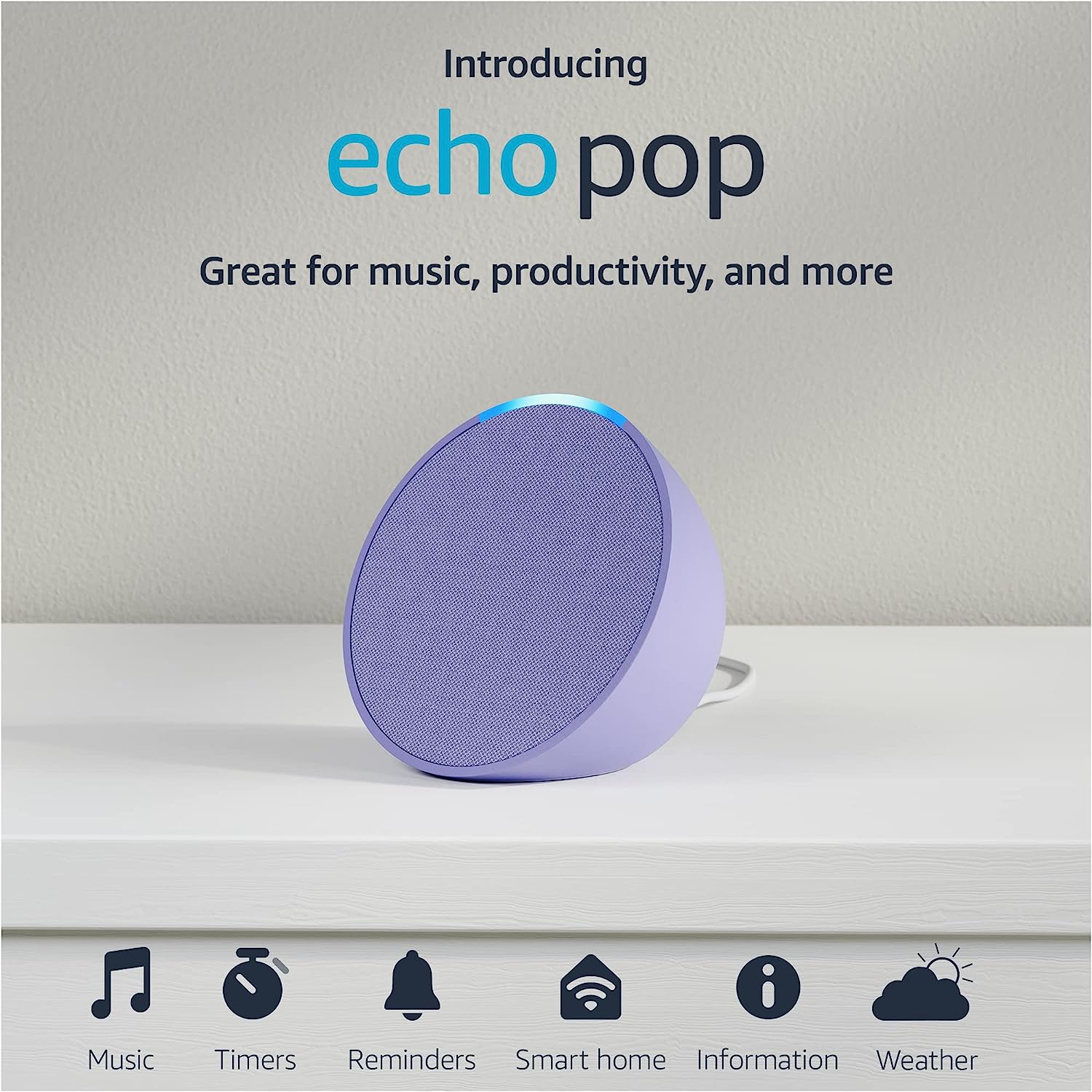 Echo Pop Full sound compact smart speaker with Alexa in Charcoal
